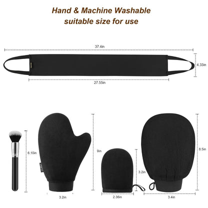 CeleCily 5-in-1 Self Tanner Mitt Applicator Kit - Professional Tanning Mitt, Back Applicator, Mini Mitt, Brush & Exfoliator for Streak-Free, Natural-Looking Tan Avelisse