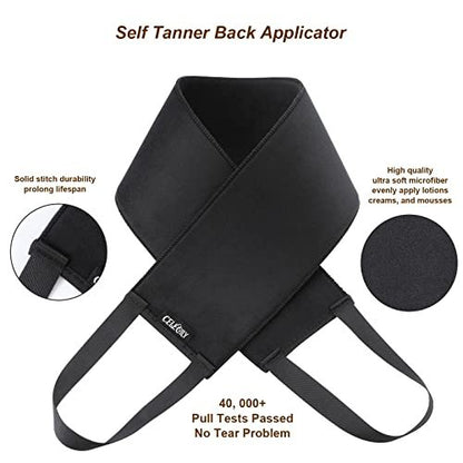 CeleCily 5-in-1 Self Tanner Mitt Applicator Kit - Professional Tanning Mitt, Back Applicator, Mini Mitt, Brush & Exfoliator for Streak-Free, Natural-Looking Tan Avelisse