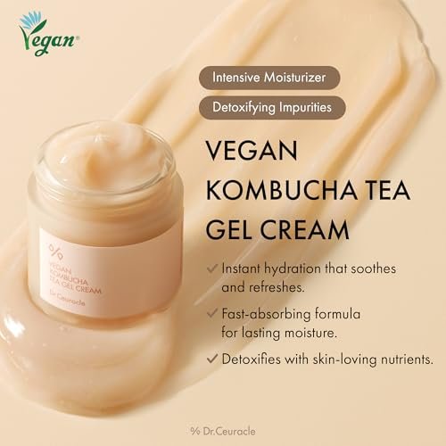 Dr.Ceuracle Vegan Kombucha Tea Gel Cream - Lightweight Watery Hydrating Moisturizer with Kombucha Tea Extract & Sunflower Seed Oil, Korean Skincare (75 g / 2.64 oz.) - görsel 6