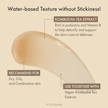 Dr.Ceuracle Vegan Kombucha Tea Gel Cream - Lightweight Watery Hydrating Moisturizer with Kombucha Tea Extract & Sunflower Seed Oil, Korean Skincare (75 g / 2.64 oz.)