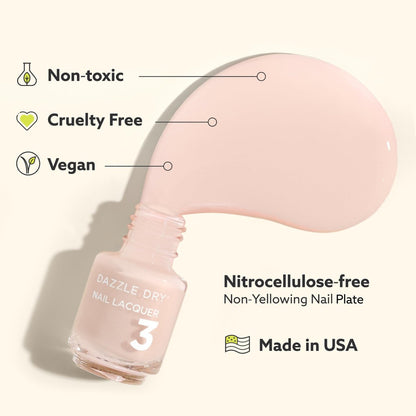Dazzle Dry Mini Kit 4 Step System - Rose Quartz: Light Peach Blossom with Pink Blush, Semisheer Cream (5 Piece Kit / 5 Manicures) Avelisse