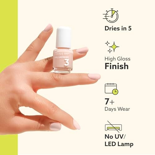 Dazzle Dry Mini Kit 4 Step System - Rose Quartz: Light Peach Blossom with Pink Blush, Semisheer Cream (5 Piece Kit / 5 Manicures) Avelisse