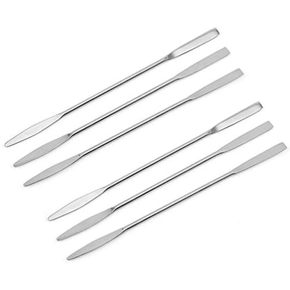6-Piece Stainless Steel Makeup Spatula Stir Tool Set – Double Head Cosmetics Mixer for Creams, Powders & More
