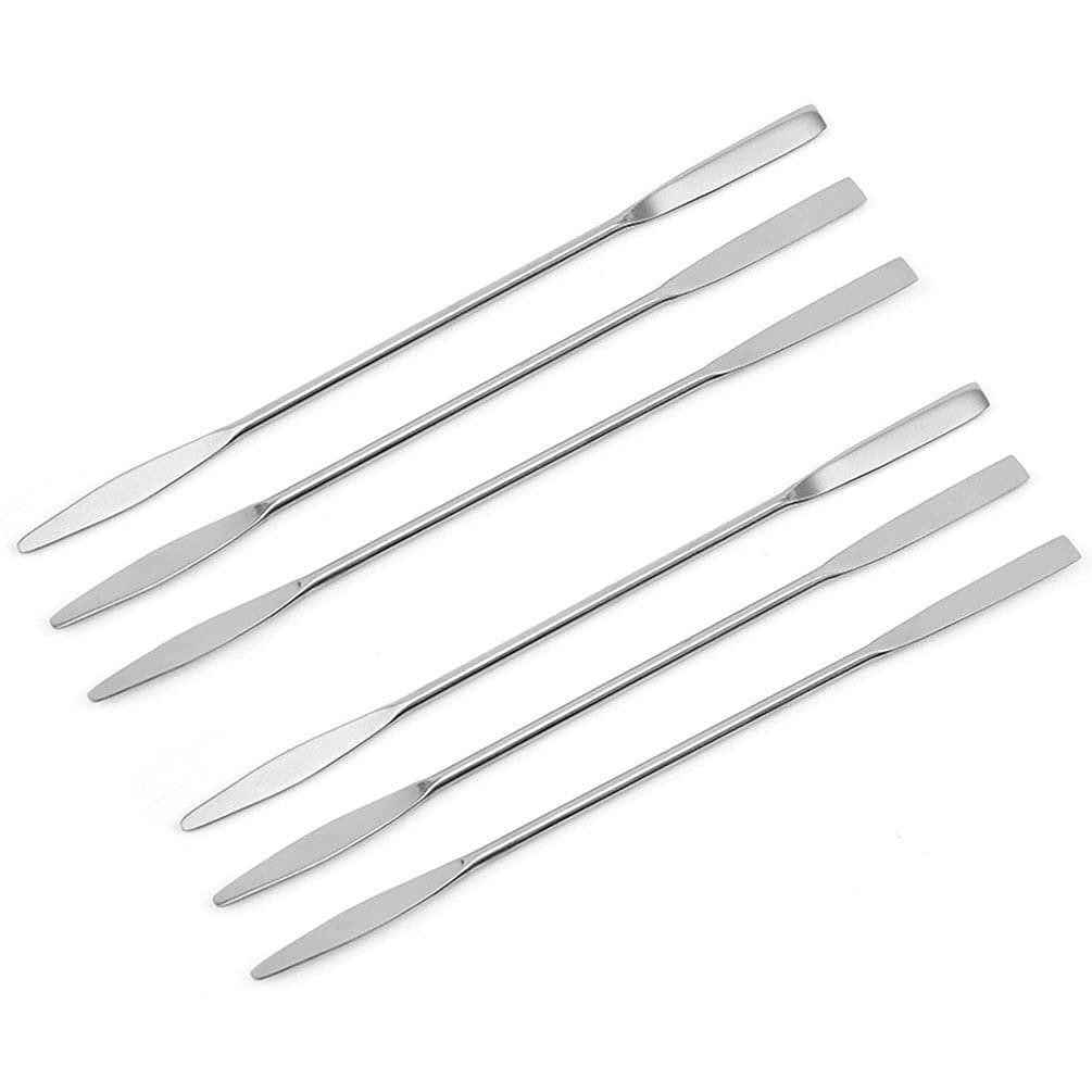 6-Piece Stainless Steel Makeup Spatula Stir Tool Set – Double Head Cosmetics Mixer for Creams, Powders & More - görsel 1