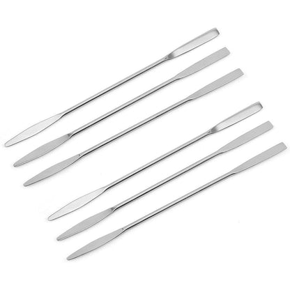 6-Piece Stainless Steel Makeup Spatula Stir Tool Set – Double Head Cosmetics Mixer for Creams, Powders & More