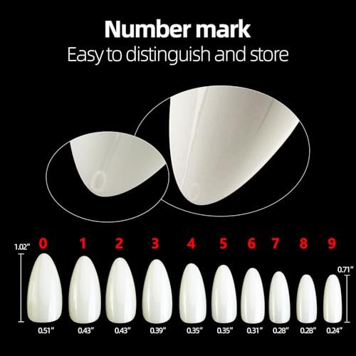 500pcs Medium Almond Fake Nail Tips – Full Cover Clear Acrylic Press-On Nails for DIY Nail Art, 10 Sizes (Natural) - görsel 4