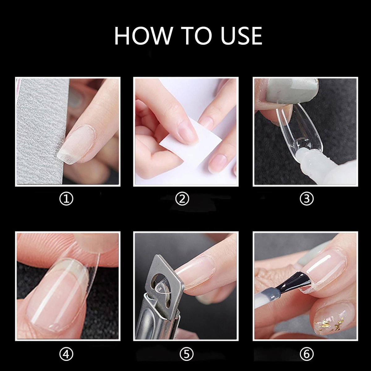 500pcs Medium Almond Fake Nail Tips – Full Cover Clear Acrylic Press-On Nails for DIY Nail Art, 10 Sizes (Natural) - görsel 11