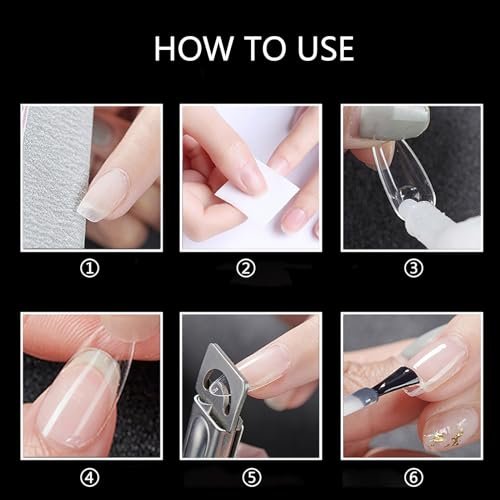 500pcs Medium Almond Fake Nail Tips – Full Cover Clear Acrylic Press-On Nails for DIY Nail Art, 10 Sizes (Natural) - görsel 12