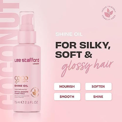 Lee Stafford Shine Hair Oil | Coco Loco Collection - Nourishing Anti Frizz Styling Oil for Dry & Damaged Hair, Adds Moisture and Shine, 5.1 Fl Oz