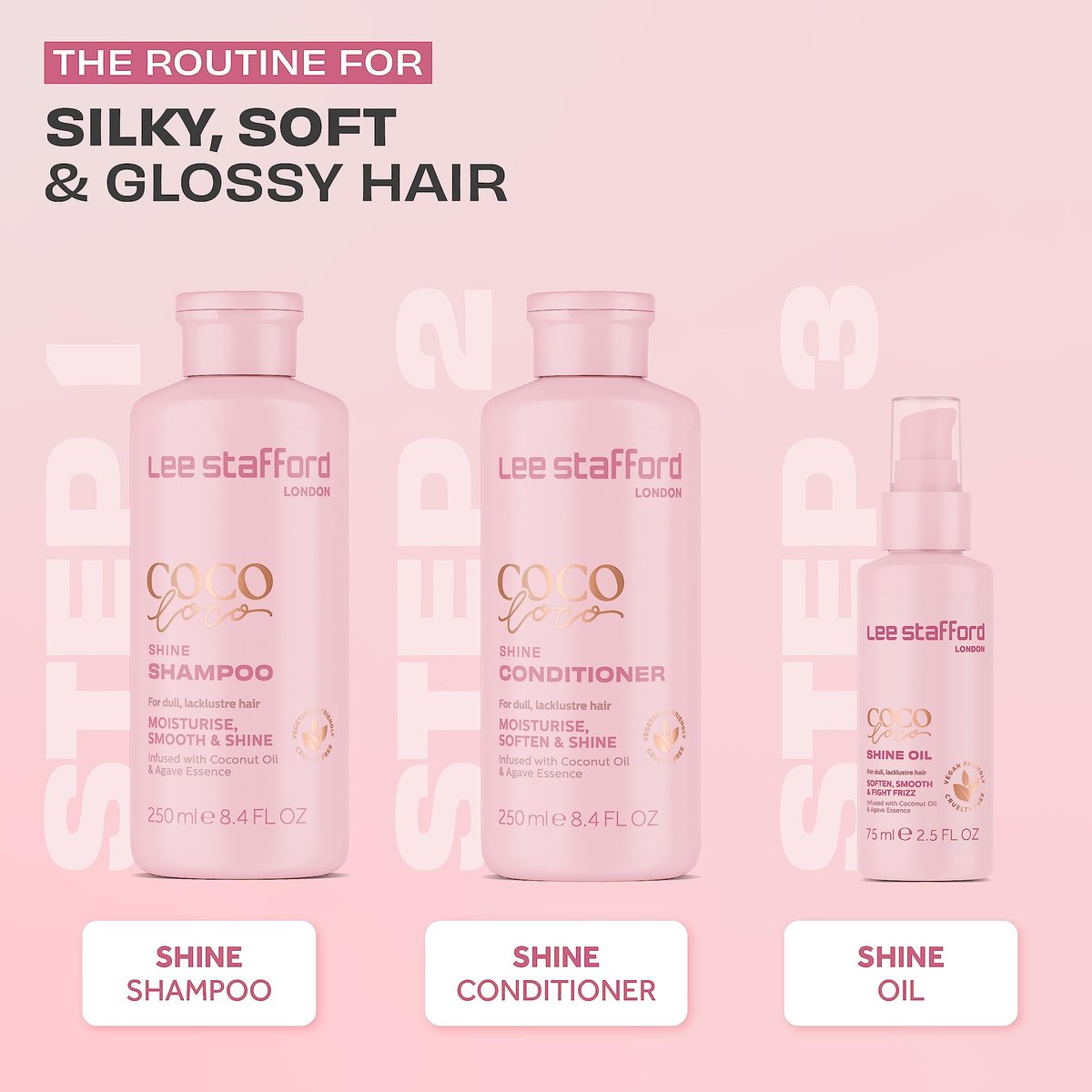 Lee Stafford Shine Hair Oil | Coco Loco Collection - Nourishing Anti Frizz Styling Oil for Dry & Damaged Hair, Adds Moisture and Shine, 5.1 Fl Oz - görsel 7