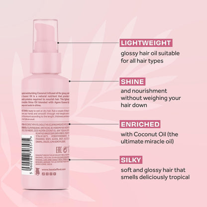 Lee Stafford Shine Hair Oil | Coco Loco Collection - Nourishing Anti Frizz Styling Oil for Dry & Damaged Hair, Adds Moisture and Shine, 5.1 Fl Oz