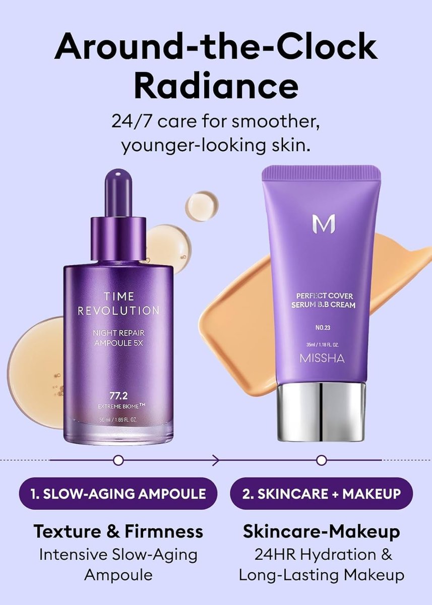 MISSHA Time Revolution Night Repair Face Serum Ampoule (5th Gen) - Overnight Probiotic Skincare for Revitalization and Radiance, 1.69 Fl Oz - görsel 11