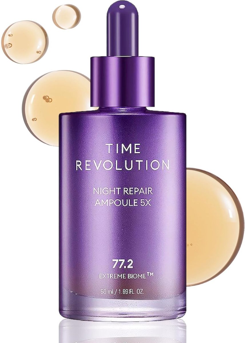 MISSHA Time Revolution Night Repair Face Serum Ampoule (5th Gen) - Overnight Probiotic Skincare for Revitalization and Radiance, 1.69 Fl Oz - görsel 1