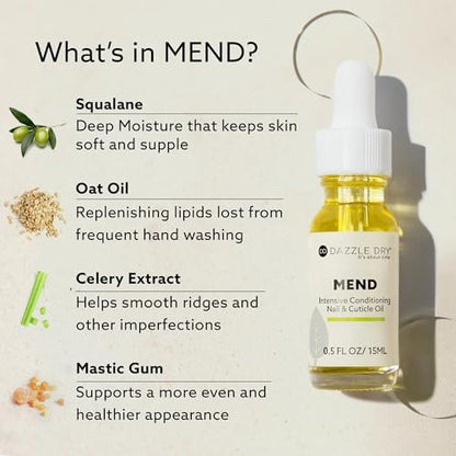 Dazzle Dry Mend Intensive Conditioning Nail & Cuticle Oil – 0.5 oz (15 mL) Clear Avelisse