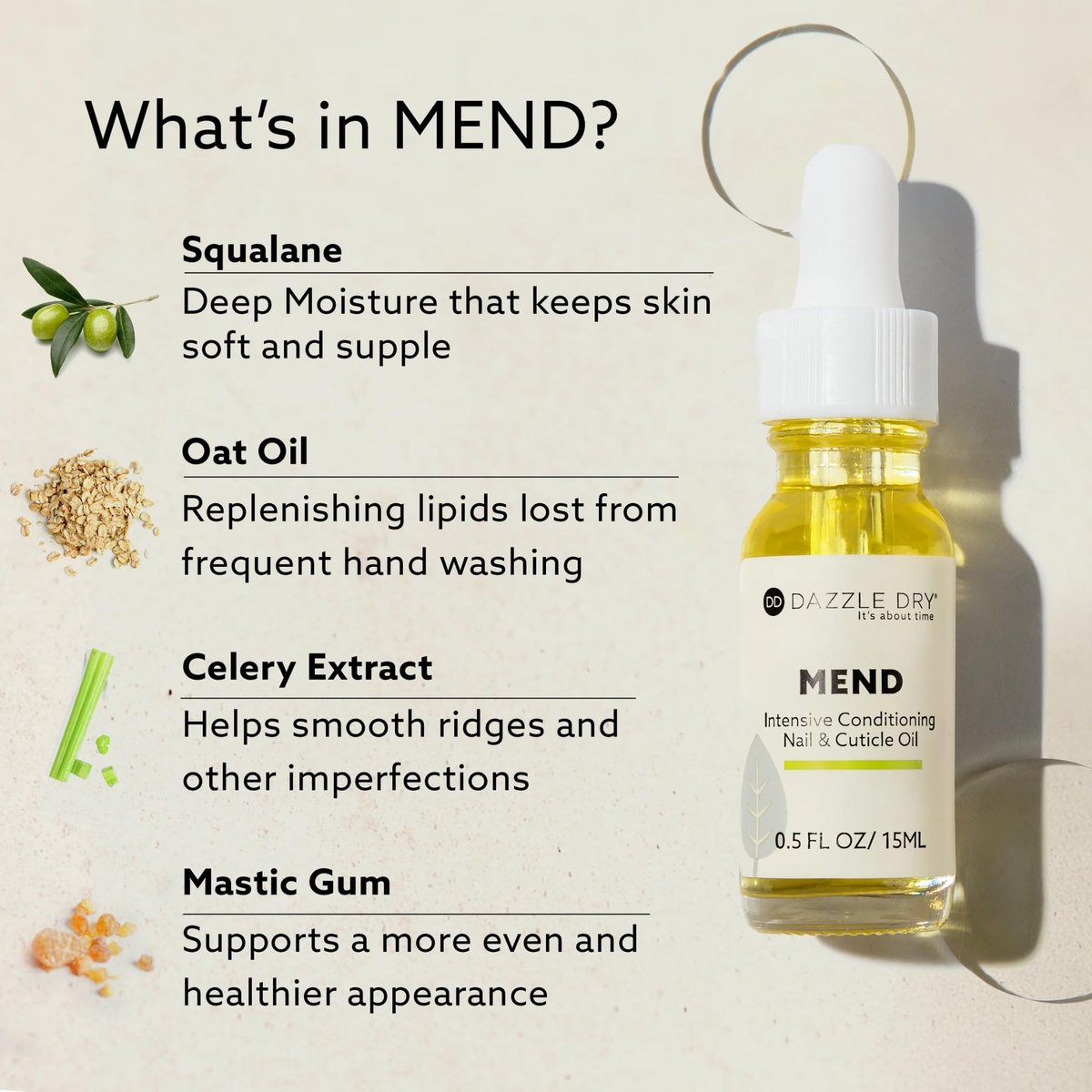 Dazzle Dry Mend Intensive Conditioning Nail & Cuticle Oil – 0.5 oz (15 mL) Clear Avelisse
