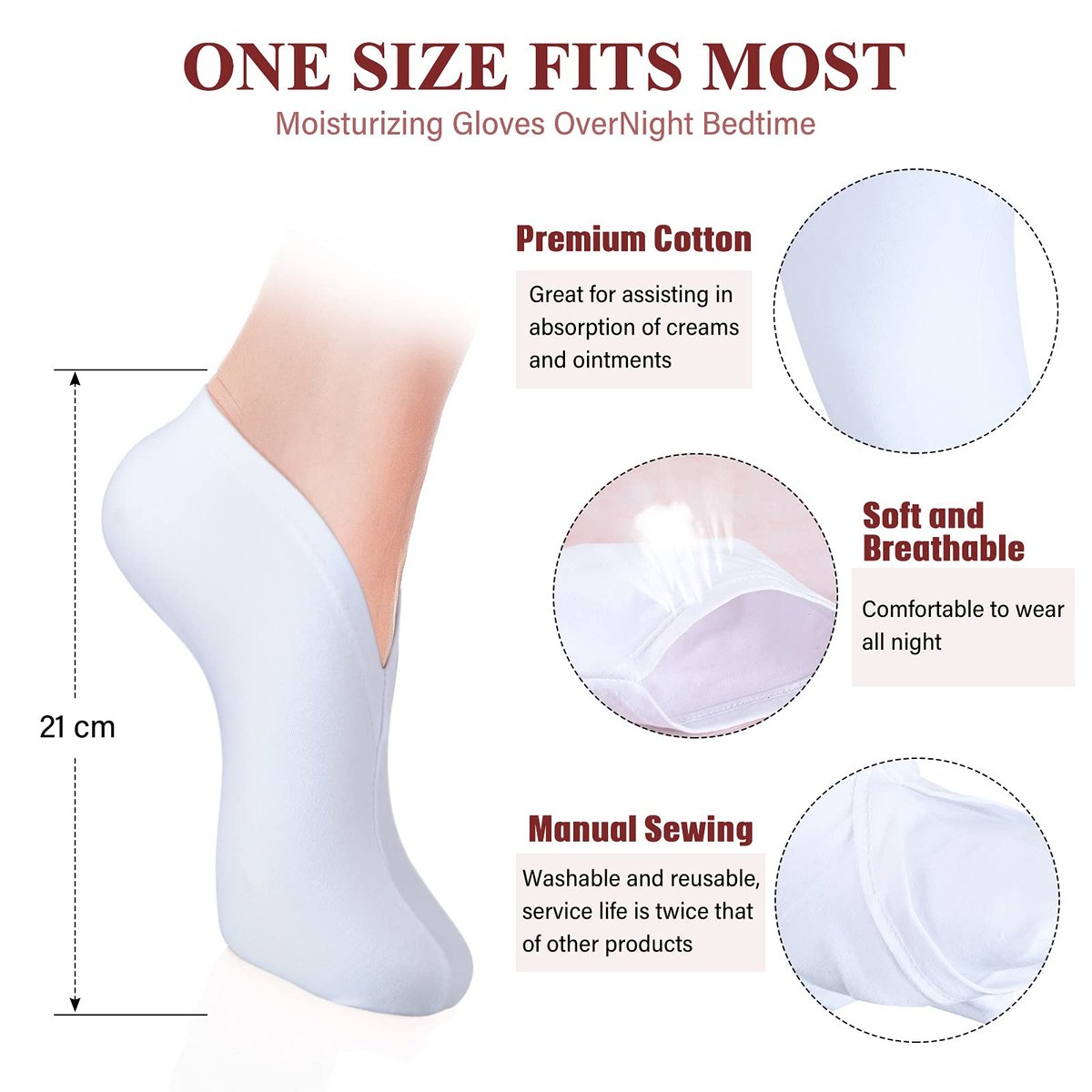 Moisturizing Socks for Dry Feet - 5 Pairs Overnight Spa Socks for Women and Men - görsel 3