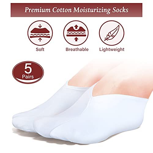 Moisturizing Socks for Dry Feet - 5 Pairs Overnight Spa Socks for Women and Men - görsel 6