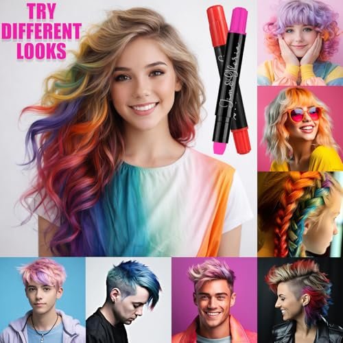 Jim&Gloria Dustless Hair Chalk for Girls - 12 Washable Colors, Temporary Hair Dye for Kids & Teens, Fun Makeup Kit Gift Avelisse