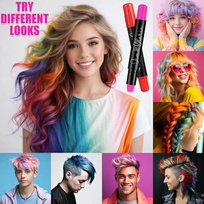 Jim&Gloria Dustless Hair Chalk for Girls - 12 Washable Colors, Temporary Hair Dye for Kids & Teens, Fun Makeup Kit Gift Avelisse