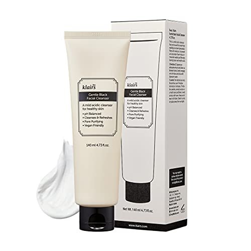 DearKlairs Gentle Black Facial Cleanser - Vegan, Low pH, Hydrating Creamy Foam, Daily Face Wash, 4.73 Fl Oz Avelisse