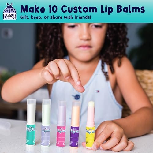 PURPLE LADYBUG DIY Lip Balm Making Kit - STEM Gifts for 10 Year Old Girl & Great 9 Year Old Girl Birthday Gifts - Science Kits for Kids Age 8-12, Make Your Own 10 Experiment Lip Balm with 3 Flavors - görsel 3