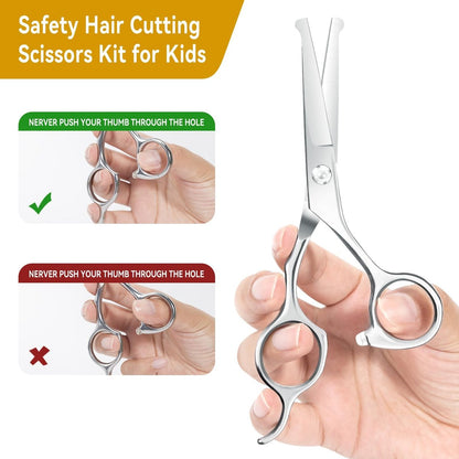 K KaCaKaCa 6.1 Inch Kids Hair Cutting Scissors – Safety Rounded Tips for Baby, Toddler, Children, Women and Men – Professional Haircut Shears for Home, Salon, and Barber Use Avelisse