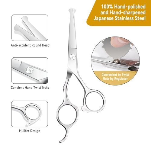 K KaCaKaCa 6.1 Inch Kids Hair Cutting Scissors – Safety Rounded Tips for Baby, Toddler, Children, Women and Men – Professional Haircut Shears for Home, Salon, and Barber Use Avelisse