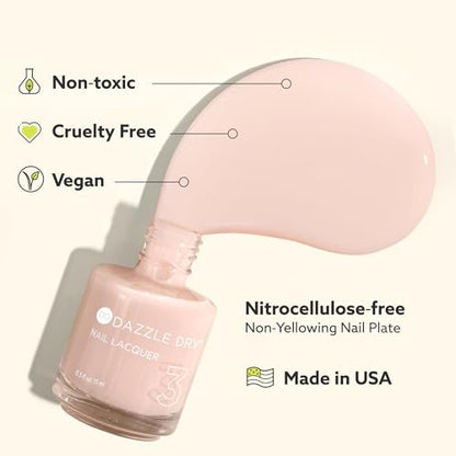 Dazzle Dry Nail Lacquer (Step 3) - Prima Ballerina - Sheer Milky Delicate Pink, 0.5 fl oz