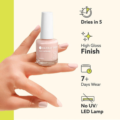 Dazzle Dry Nail Lacquer (Step 3) - Prima Ballerina - Sheer Milky Delicate Pink, 0.5 fl oz