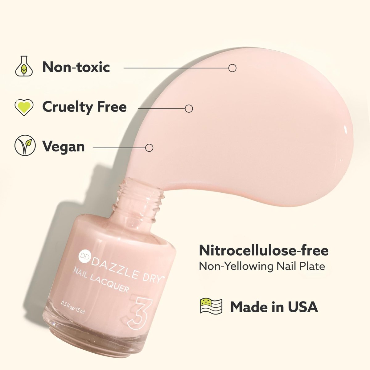 Dazzle Dry Nail Lacquer (Step 3) - Prima Ballerina - Sheer Milky Delicate Pink, 0.5 fl oz - görsel 9