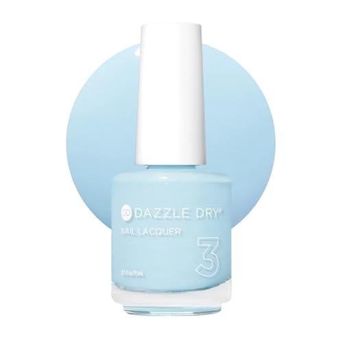 Dazzle Dry Nail Lacquer (Step 3) - Lotion, Please! - Light Powder Blue with Gray Undertones - Full Coverage Cream - 0.5 fl oz Avelisse
