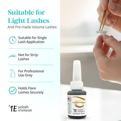 #1 Eyelash Extension Regular Eyelash Glue - Professional Lash Adhesive, Waterproof Black, 4-5 Sec Dry, 10ml Avelisse