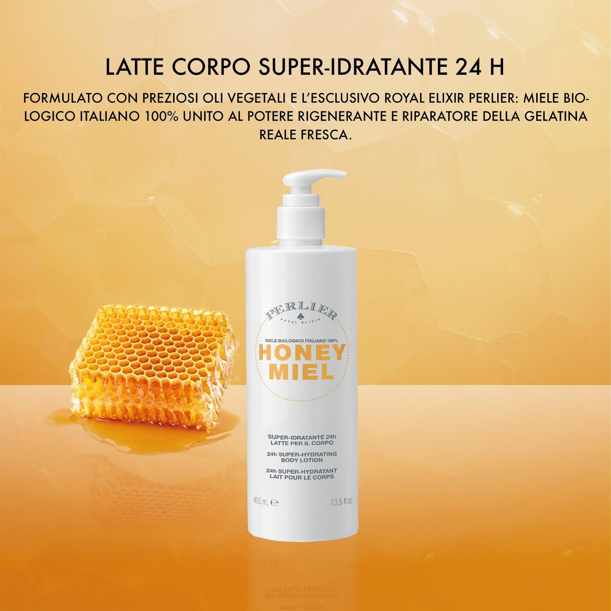 Perlier Honey Miel Super-Hydrating Body Lotion 13.5 Fl Oz - Italian Import with Royal Jelly - görsel 3