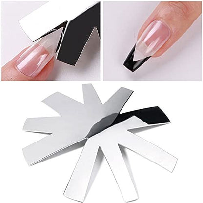 Lokyango 7-Piece French Tip Cutter Set for Nails – Stainless Steel V-Cut Edge Trimmer with Brushes, Knife & Spare Blades