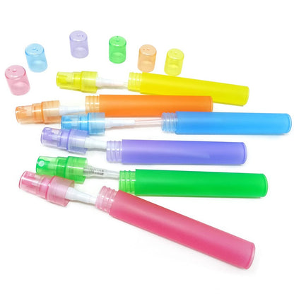Honbay 12-Pack Frosted Plastic Empty Perfume Spray Bottles - Refillable 10ml Travel Atomizers for Perfume, Lotion, and More (6 Colors)