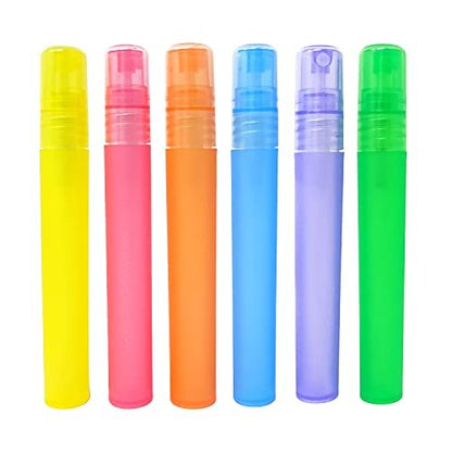 Honbay 12-Pack Frosted Plastic Empty Perfume Spray Bottles - Refillable 10ml Travel Atomizers for Perfume, Lotion, and More (6 Colors)