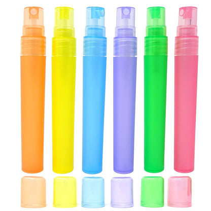 Honbay 12-Pack Frosted Plastic Empty Perfume Spray Bottles - Refillable 10ml Travel Atomizers for Perfume, Lotion, and More (6 Colors)