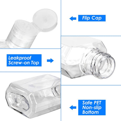 Saiveina 30 Pack 1 oz Travel Bottles - Empty Refillable Plastic Containers for Toiletries, Hand Sanitizer, and More - TSA Approved Travel Size Avelisse
