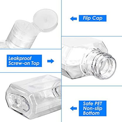 Saiveina 30 Pack 1 oz Travel Bottles - Empty Refillable Plastic Containers for Toiletries, Hand Sanitizer, and More - TSA Approved Travel Size Avelisse