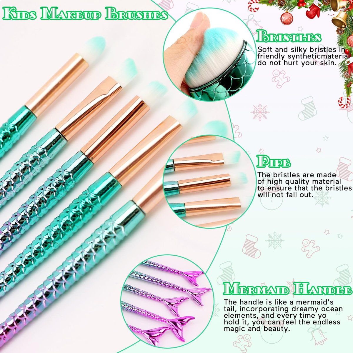 NICEMOVIC 11-Piece Kids Makeup Brush Set for Girls - Cute Cosmetic Brushes for Stocking Stuffers, Easter Baskets, Birthday & Christmas Gifts - görsel 5