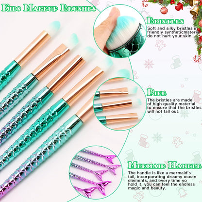 NICEMOVIC 11-Piece Kids Makeup Brush Set for Girls - Cute Cosmetic Brushes for Stocking Stuffers, Easter Baskets, Birthday & Christmas Gifts
