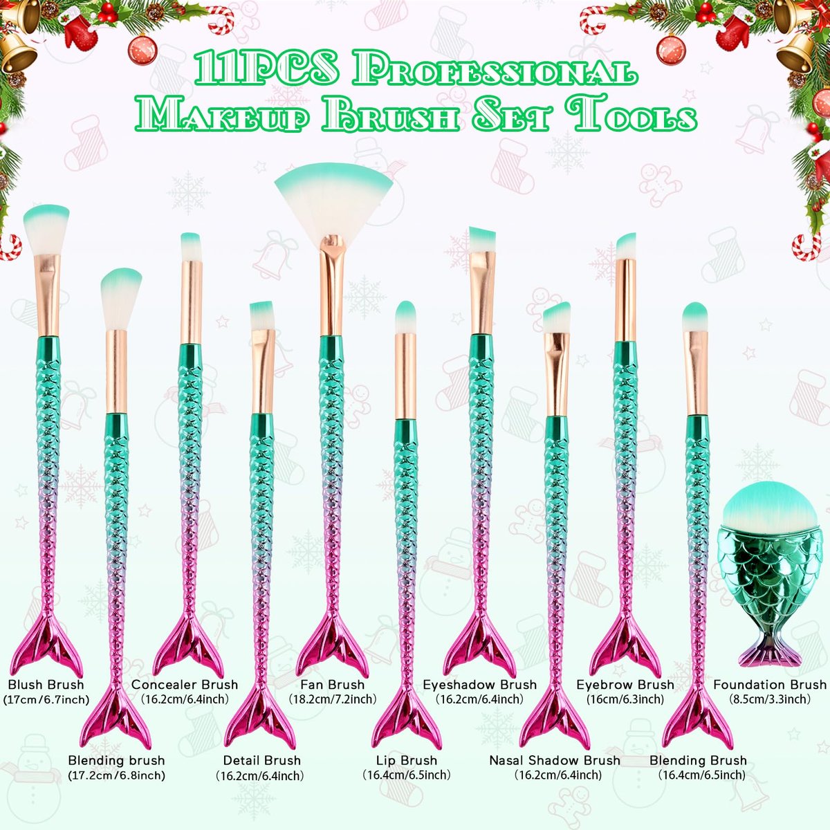 NICEMOVIC 11-Piece Kids Makeup Brush Set for Girls - Cute Cosmetic Brushes for Stocking Stuffers, Easter Baskets, Birthday & Christmas Gifts - görsel 3