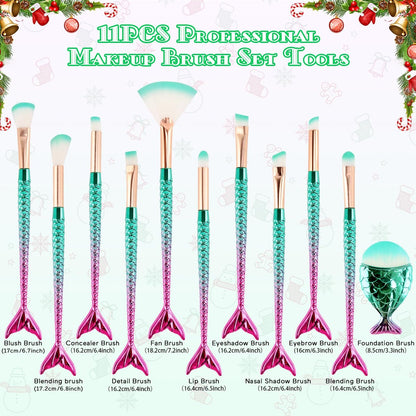 NICEMOVIC 11-Piece Kids Makeup Brush Set for Girls - Cute Cosmetic Brushes for Stocking Stuffers, Easter Baskets, Birthday & Christmas Gifts