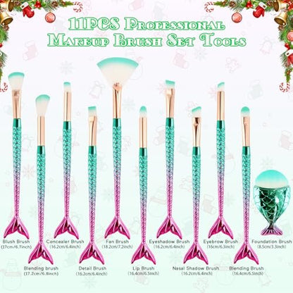 NICEMOVIC 11-Piece Kids Makeup Brush Set for Girls - Cute Cosmetic Brushes for Stocking Stuffers, Easter Baskets, Birthday & Christmas Gifts