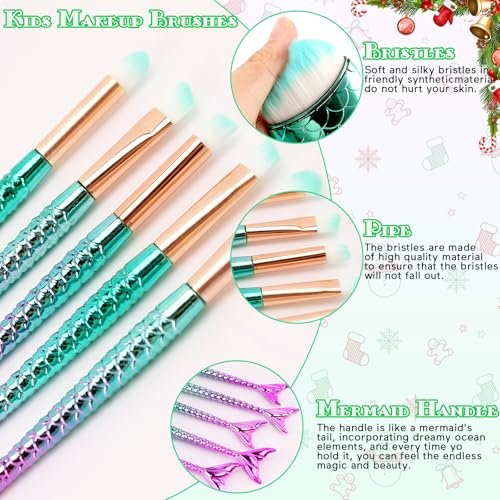 NICEMOVIC 11-Piece Kids Makeup Brush Set for Girls - Cute Cosmetic Brushes for Stocking Stuffers, Easter Baskets, Birthday & Christmas Gifts - görsel 6