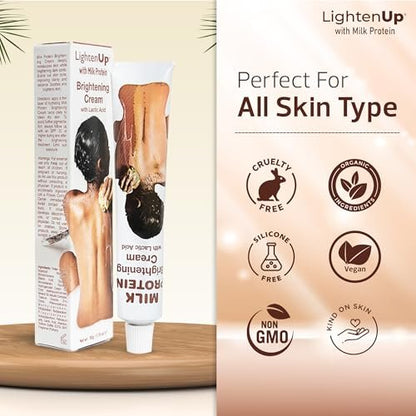 Lighten-Up Lactic Acid Cream - Skin Brightening AHA Moisturizer with Vitamin C & Shea Butter - 1.7 oz Avelisse