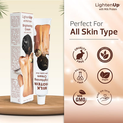 Lighten-Up Lactic Acid Cream - Skin Brightening AHA Moisturizer with Vitamin C & Shea Butter - 1.7 oz Avelisse