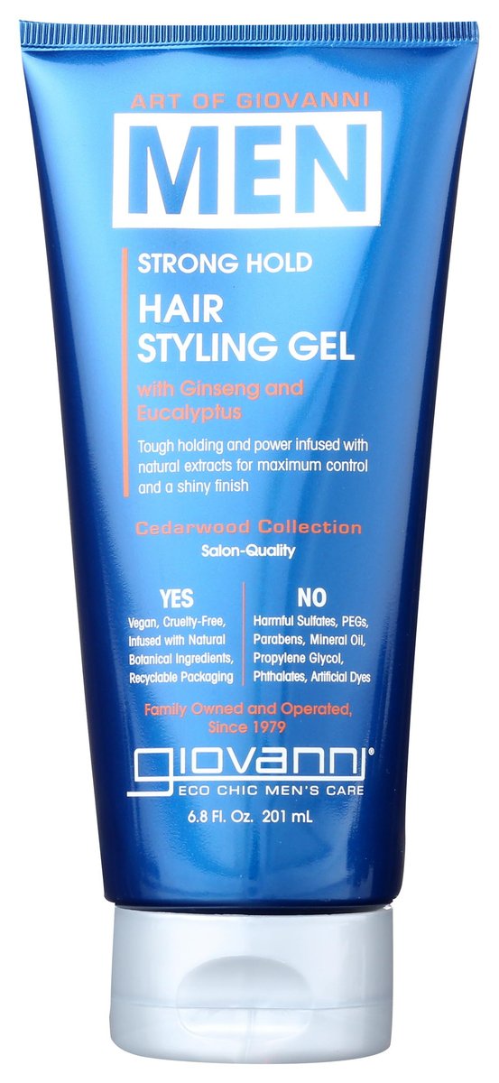 Giovanni Cosmetics Men Hair Styling Gel - Strong Hold, Clear Finish, 6.8 oz Avelisse