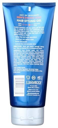 Giovanni Cosmetics Men Hair Styling Gel - Strong Hold, Clear Finish, 6.8 oz Avelisse