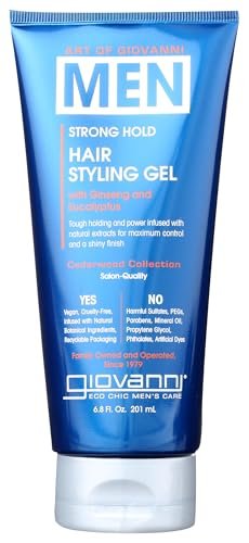Giovanni Cosmetics Men Hair Styling Gel - Strong Hold, Clear Finish, 6.8 oz Avelisse